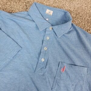 Johnnie O Hangin Out Mens XL Solid Blue Performance Stretch Polo Short Sleeve